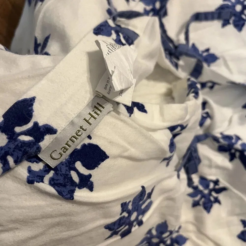 Garnet Hill Twin Bedspread Blue 100% Cotton Quilted Bedding Pillow Sham